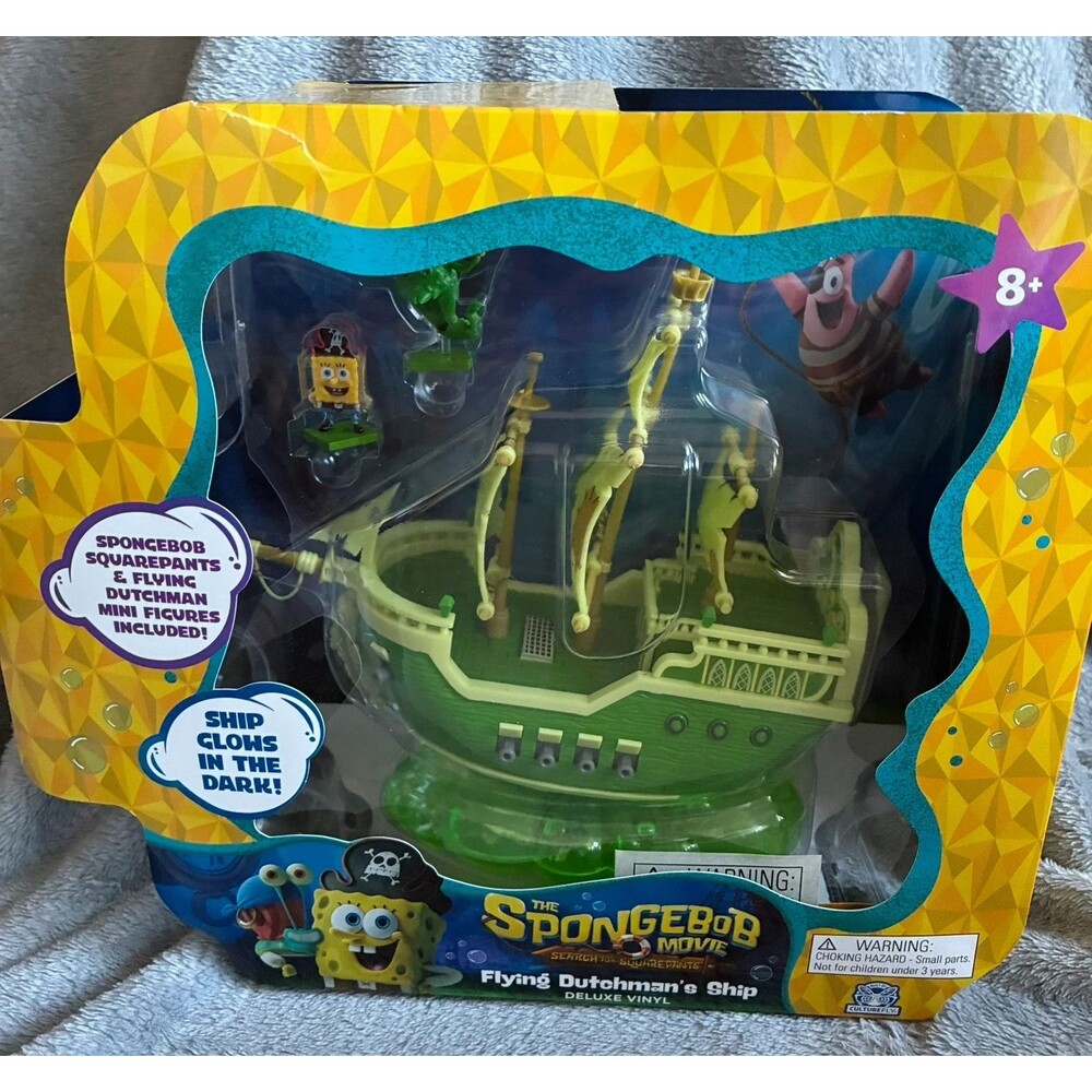 SpongeBob Movie Flying Dutchman Ship Deluxe Vinyl Figure Glow in Dark NEW
